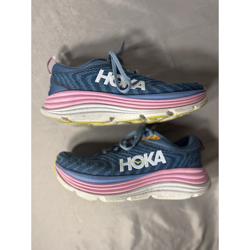 Hoka One One Gaviota 4 Womens 9 Running Shoes Blue Pink Yellow Sneakers